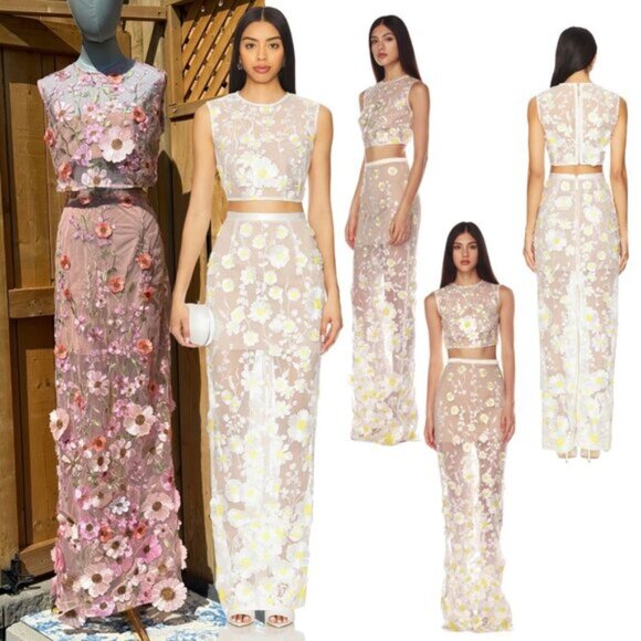 🆕 BRONX & BANCO 🧿 NWOT Jasmine Pastel Pink Multi Two Piece Set, Sz L / US 8 - Picture 1 of 16